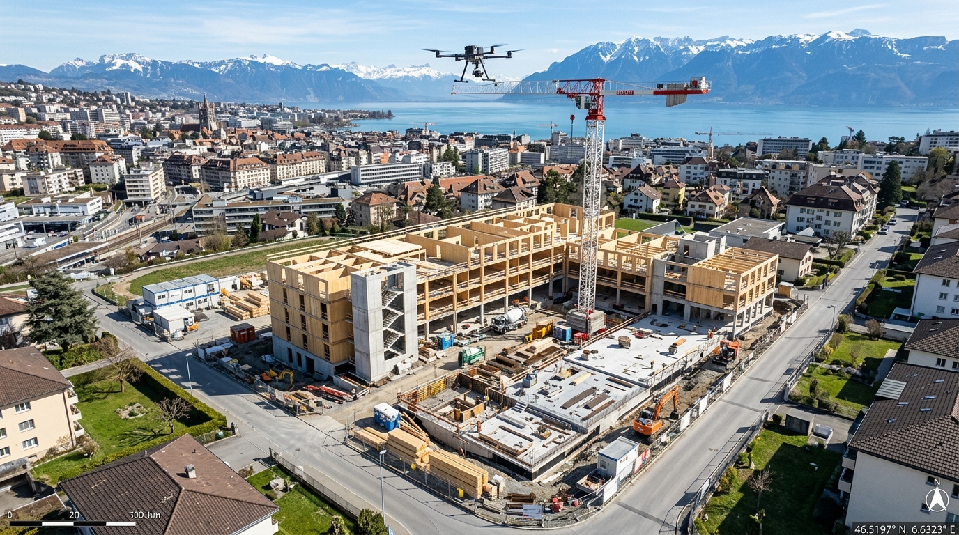 Suivi de chantier par drone en Suisse